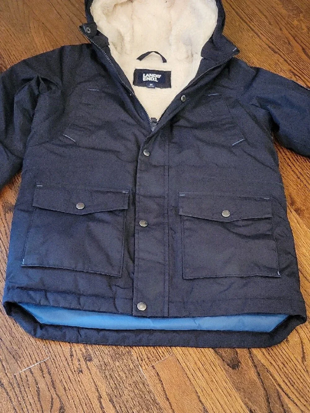 Lands' End Navy Hooded Puffer Coat for Kids
